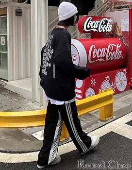 美品 MARK&LONA ロングパンツ 44 イージーパンツ サイドライン ロゴ リフ Riff スウェットパンツ サイド刺繍ハート柄 イージーパンツ